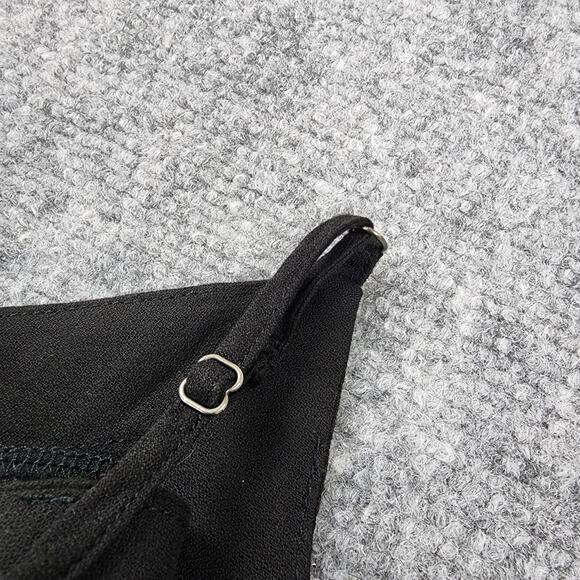 7 For All Mankind Dress Womens XS Black Spaghetti Strap Button Front Midi Chic - Picture 13 of 16